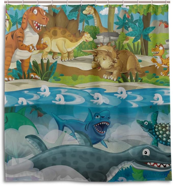 Yushg Cortina de la Ventana del baño Dinosaurio de Dibujos Animados