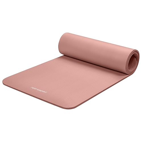 Retrospec Solana Yoga Mat 1/2" Thick w/Nylon Strap for Men & Women - Non Slip Excercise Mat for Yoga, Pilates, Stretching, Floor & Fitness Workouts