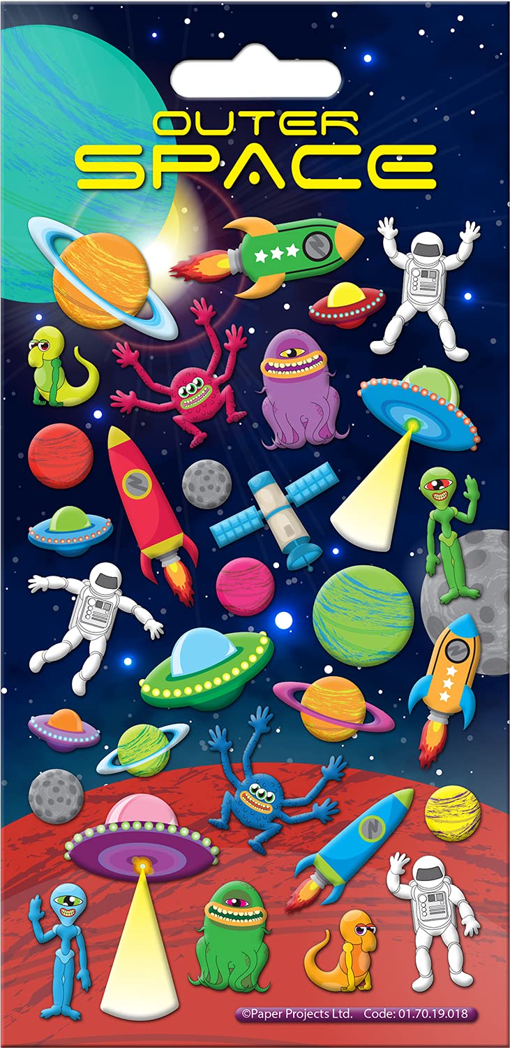 Paper Projects Outer Space Chunky Reusable Craft Stickers | Perfect for Craft Activities for Children and Adults |Black,19.5cm x 9.5cm