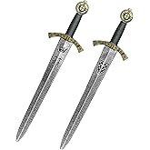 quescu 2pcs Knight Toy Sword,Plastic Roman Sword for Medieval Warrior Costume Accessories,Halloween Cosplay LARP,Props