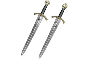 quescu 2pcs Knight Toy Sword,Plastic Roman Sword for Medieval Warrior Costume Accessories,Halloween Cosplay LARP,Props