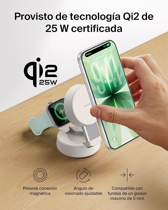 UltraCharge Pro Cargador Inalámbrico Magnético 2 en 1 Qi2 25W Arena