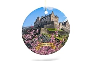 EQEY Edinburgh Scotland Christmas Ornament Porcelain Double-Sided Ceramic Ornament,2.9 Inches