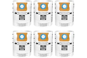 ZIBOPON 6 Pack 90661 Type E / 90671 Type H Filter Bags Compatible with Shop Vac 5-8 Gallon Wet/Dry Vacuum, Part 9066100 9066133 9067100 9067133