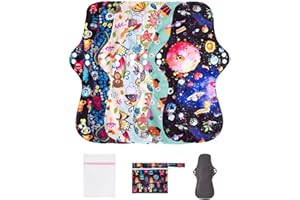 LUCKYPADS Overnight Reusable Menstrual Pads, 7 Pcs Washable Cloth Pads & Period Pads for Women, Extra Long (5.9×13.7 Inches) 