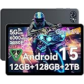 Tablet 10 Inch,Android 16 Tablet,Gemini AI 2.0 Android Tablets|12GB RAM+128GB ROM(TF 2TB)|5G WiFi|120Hz|6000mAh Fast Charging