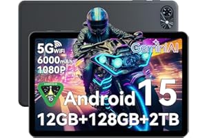 Tablet 10 Inch,Android 15 Tablet,Gemini AI 2.0 Android Tablets|12GB RAM+128GB ROM(TF 2TB)|5G WiFi|120Hz|6000mAh Fast Charging