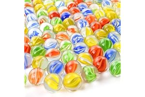 QMET 200PCS Glass Marbles - Marble Collection Cat Eye Mix 4 Colors 16mm for Marble Game & Home Decoration
