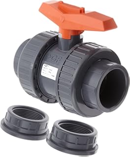 GF Piping Systems - 161375018 PVC True Union Ball Valve, Two Piece, PTFE Seat, FPM Seal, 3/4" Socket/NPT Threaded