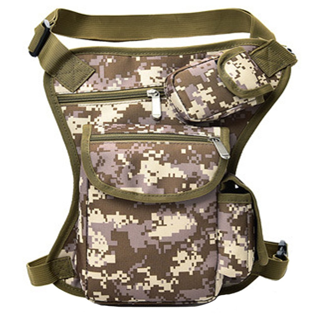 FiveloveTwo Hiking Waistpacks Small Multi-Purpose Drop Waist Leg Bag Military Utility Tactical Hip Molle Pack Sport Camping Hiking Motorcycle Racing Thigh Pouch Camouflage