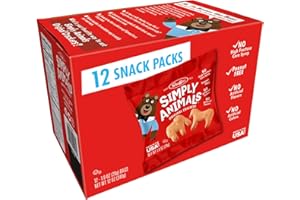 STAUFFERS Simply Animals Original Crackers - 12 Pack, 1oz Bags - Animal-Shaped Snacks with No High Fructose Corn Syrup, Artificial Flavors or Colors