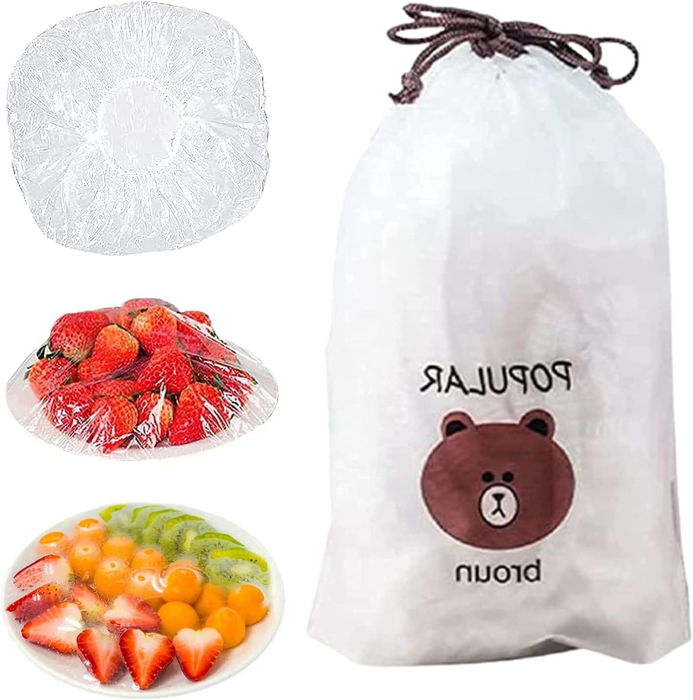 Photo 1 of 100Pcs Fresh Keeping Bags,Reusable Food Storage Covers, Stretchable Plastic Wrap Bowl Covers with Elastic Edging Stretch (100)