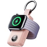 JOYROOM Portable 2000mAh Wireless Charger Compatible for Apple Watch Series 11/10/9/8/7/6/5/4/3/2/1/SE/UItra 3/UItra 2/Ultra, Compact Magnetic iWatch Charger Keychain Style Travel Essentials (Pink)