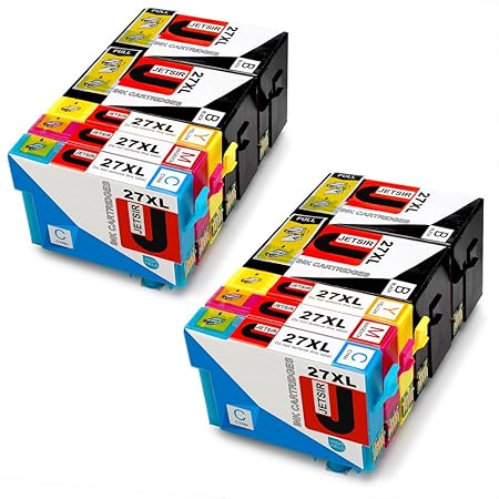 JETSIR Kompatibel Druckerpatronen Ersatz für Epson 27XL, Hohe Ergiebigkeit Kompatibel Mit Epson Workforce WF-3640 3620 7610 7