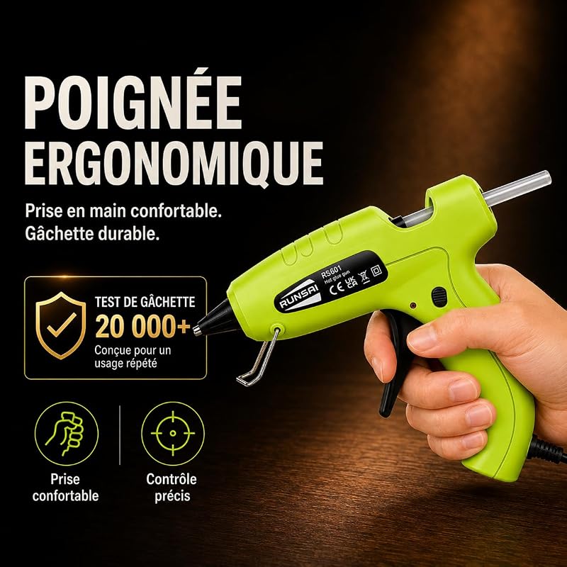 Pistolet a Colle Chaud Électrique, Mini Pistolet à Colle Filaire 30W