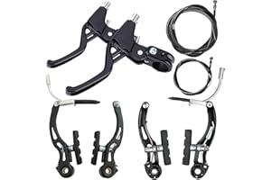 Lomodo 6 Pieces Bicycle Brake Accessories Including 2 Pack Aluminium Alloy Brake Levers (2.2 cm in Diameter) and 2 Pair V Brake Set and 2 Pack Brake Wire for Mountain/Road/MTB Bike(Black)