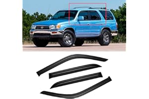 CMVT AUTO Window Visor for 1996-2002 Toyota 4runner, Out-Channel Rain Guards Shields Vent Shade Deflector Wind Dark Smoke Ventshade Ventvisor for 96-02 4runner 1997 1998 1999 2000, Tape-On Outside-Mount, 4PCS
