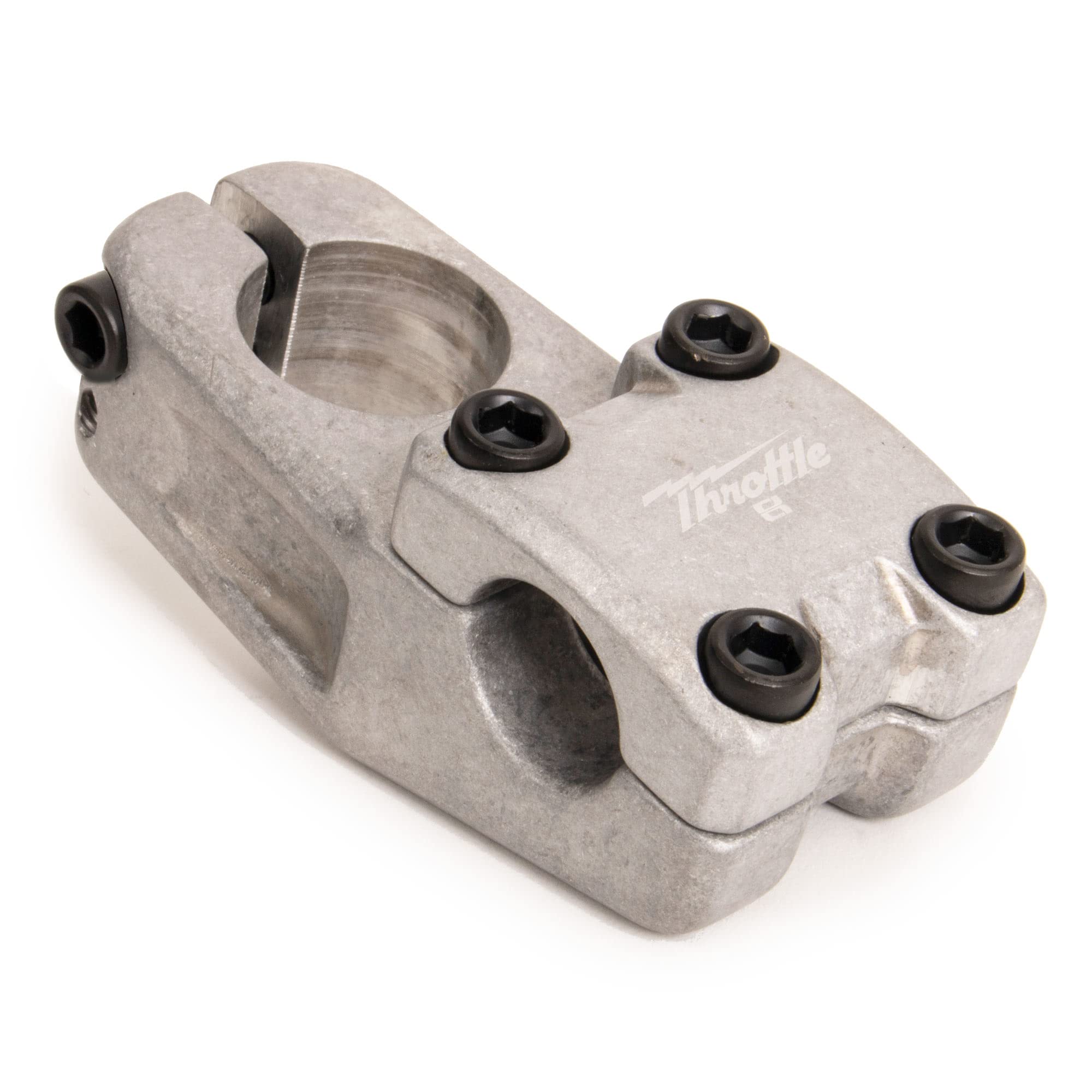 Eastern Bikes Throttle BMX Stem, 22.2mm Clamp Dia, 50mm Reach, Frontload or Topload, Lightweight 6061 Alloy, Chromoly Bolts (Topload, Raw)
