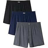 Separatec Stretch Satin Mens Boxer Shorts Buttery Soft Silk Boxers for men Breathable Loose Fit Mens Underwear 3 Pack
