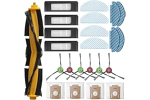 RINAKOU Accessories Kit for Yeedi Vac/Vac Max Vac 2 Pro Station Robotic Vacuum Cleaner, 1 Main Brush,6 Side Brushes,4 Hepa Filter,4 Disposable mopping Pad,4 Washable Mop Pads,4 Dust Bags (Set 3)