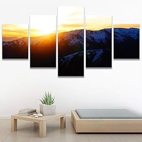 SIGNWIN 5 Panel Canvas Wall Art Sunset in...