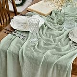 Artoid Mode Boho Sage Green Gauze Table Runner 400 cm 100% Polyester