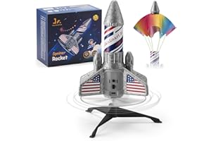 SainSmart Jr. Rocket Launcher for Kids - Upgraded Version, 200 ft Self Launching Motorized Rocket Toy with LED and Safety Parachute, Outdoor Toys for Ages 8-12, Birthday for Kids