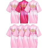 Jecery 7 Pcs Birthday Squad Robe Birthday Princess Robe Spa Party Supplies Unicorn Slumber Pajamas for Girls