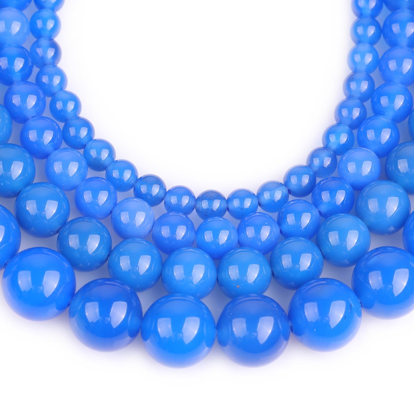 GEM-Inside 6mm Blue Agate Stone Round Gemstone Semi Precious Loose Beads for Jewellery Making 15''