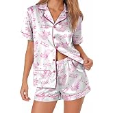 Women&rsquo;s Silky Satin Pajama Set, Cute Lightweight Short Sleepwear for Ladies | Cute Pajamas; Cozy Sleepwear; Comfy Pjs; Funny Animal Print; &ldquo;Let Me Sleep&rdquo; Style; Comfy Fall Night Gift