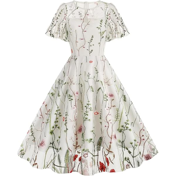 Amazon.com: IBTOM CASTLE Women's 1950s Floral Embroidered Amazon.com: IBTOM CASTLE Women's 1950s Floral Embroidered
