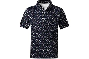 ISEEGZ Mens Golf Shirt Short Sleeve Funny Print Golf Polo Shirts for Men Lightweight Dry Fit Quick Dry Collared Golf Polos