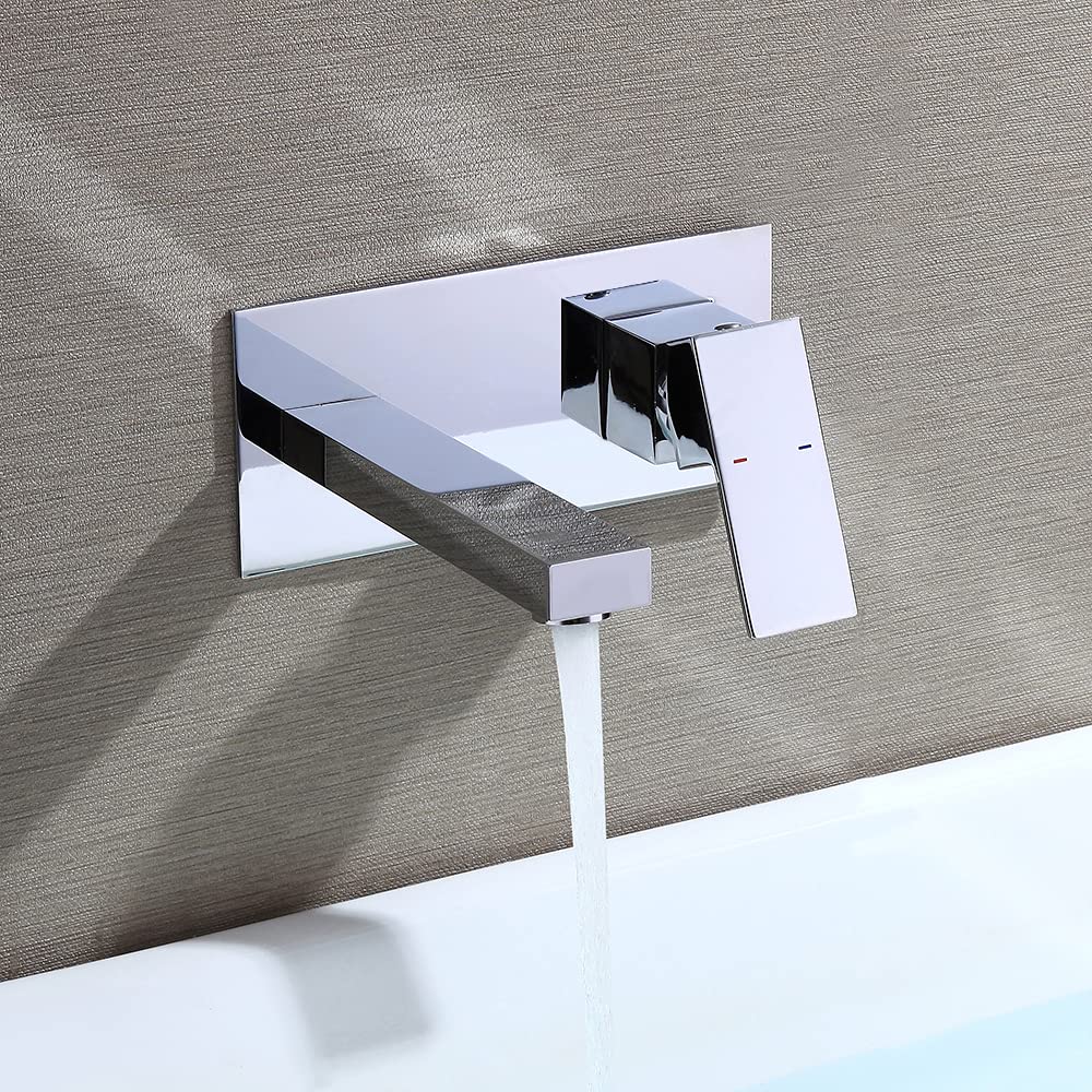 HOMELODY-Grifo-de-Lavabo-para-Montaje-en-Pared-Monomando-para-Bano-Griferia-Anti-ruido-ABS-Aireador-sin-Salpicaduras