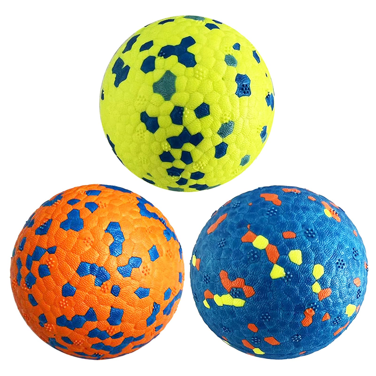 CAISHOW 3Pack Dog Ball Toys Indestructible Dog Ball Float On Water Fetch Bouncy Durable Solid Rubber Ball For Puppy Small And Medium Dogs Playing Toys (3Pcs-2.55'')