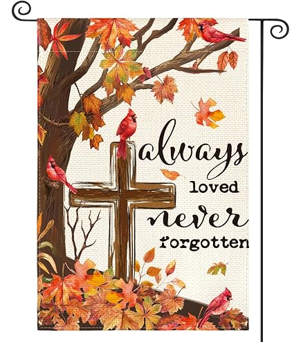 Starlit Gartenflagge „Always Loved Never Forgotten“ – 30,5 X 45,7 Cm, Doppelseitig Mit Kardinal-Motiv | Wetterfest & Beidseitig Bedruckt