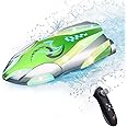 GoolRC Mini RC Boat with LED Lights, Remote Control Boat for Kids and Adults, 2.4GHz Stunt RC Racing Boats with 360° Flip for Bathtub, Pools and Lakes, Gift for 6+ Year Old Boys and Girls (Green)