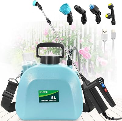 SYLSTAR 5L Battery Powered Garden Sprayer 7.4V 4 Nozzles 3 Power Settings