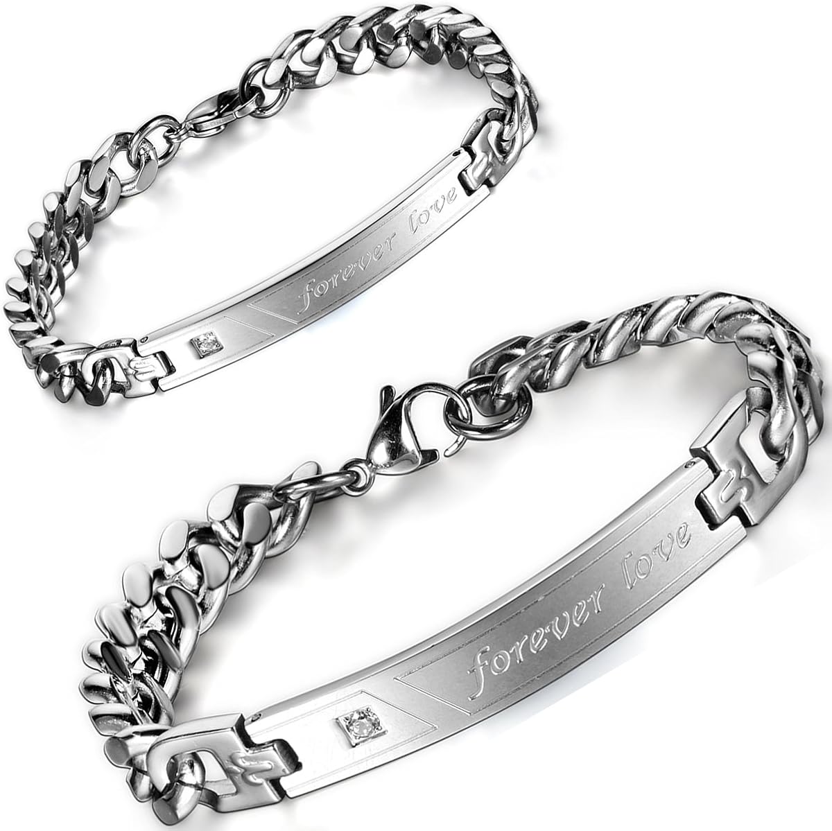 JewelryWe Schmuck 2pcs Edelstahl Unisex Armbänder Panzerarmband mit