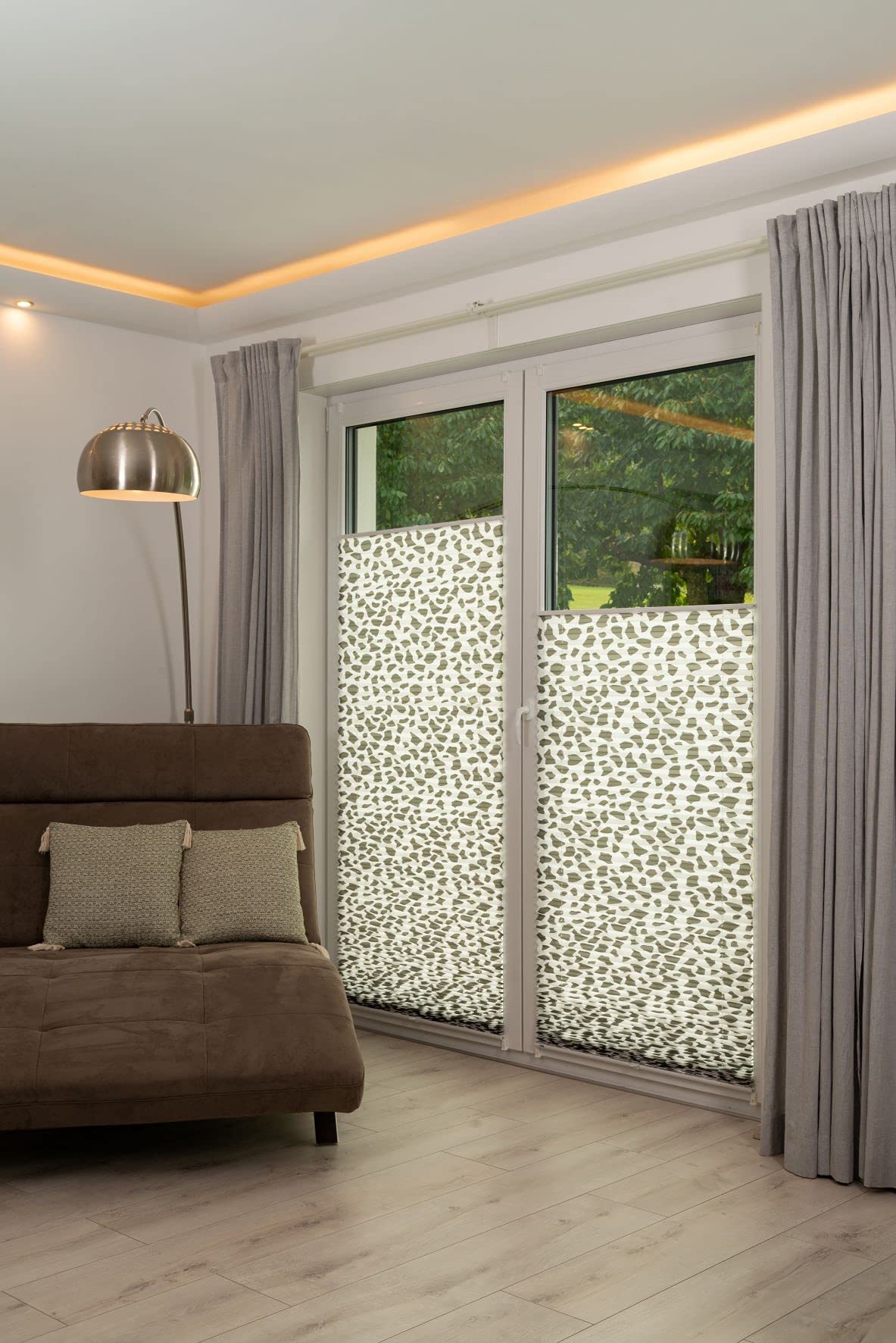 K-home Klemmfix Pleated Blind Stone Grey 50 x 130 cm