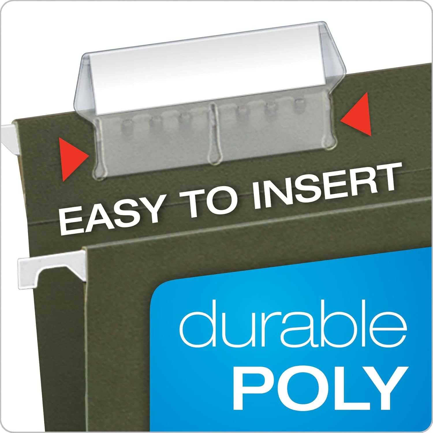 Pendaflex Insertable Plastic Tabs Hanging Folder Tabs, 2", Clear, 25 Tabs and Inserts per Pack (42) : File Tabs Plastic : Office Products