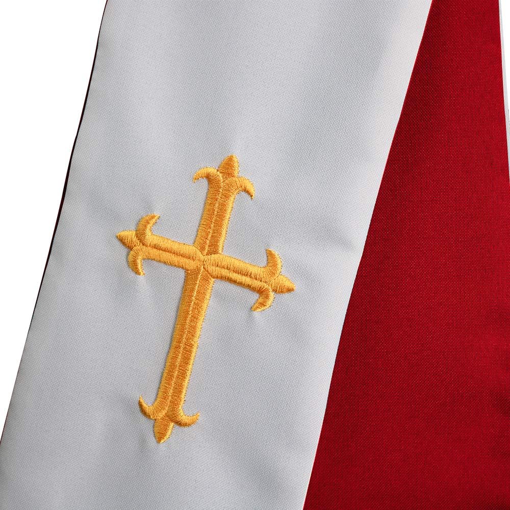 IvyRobes Unisex-adult's Reversible Clergy Mass Stole with Cross 90" Red/White: Clothing
