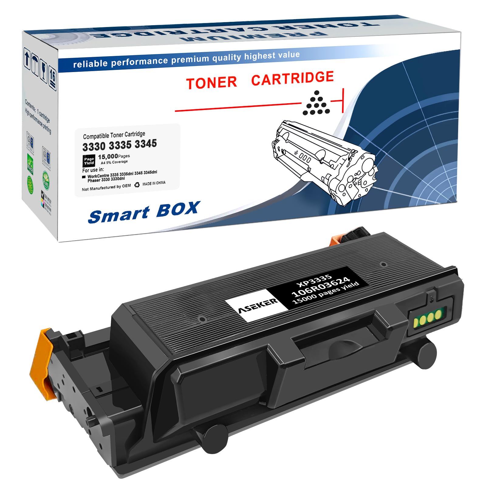 ASEKER Compatible 3330 3335 3345 Toner Cartridge 15000 Pages for Xerox WorkCentre 3335dni 3345dni Phaser 3345vdni 3330dni Printer Extra High Yield 106R03624 ( 1-Black )