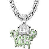 WEBONE Miami Cuban Link Chain for Men,Iced Out Chain -Gold/Silver Bling Diamond Pendant Hip Hop Jewelry