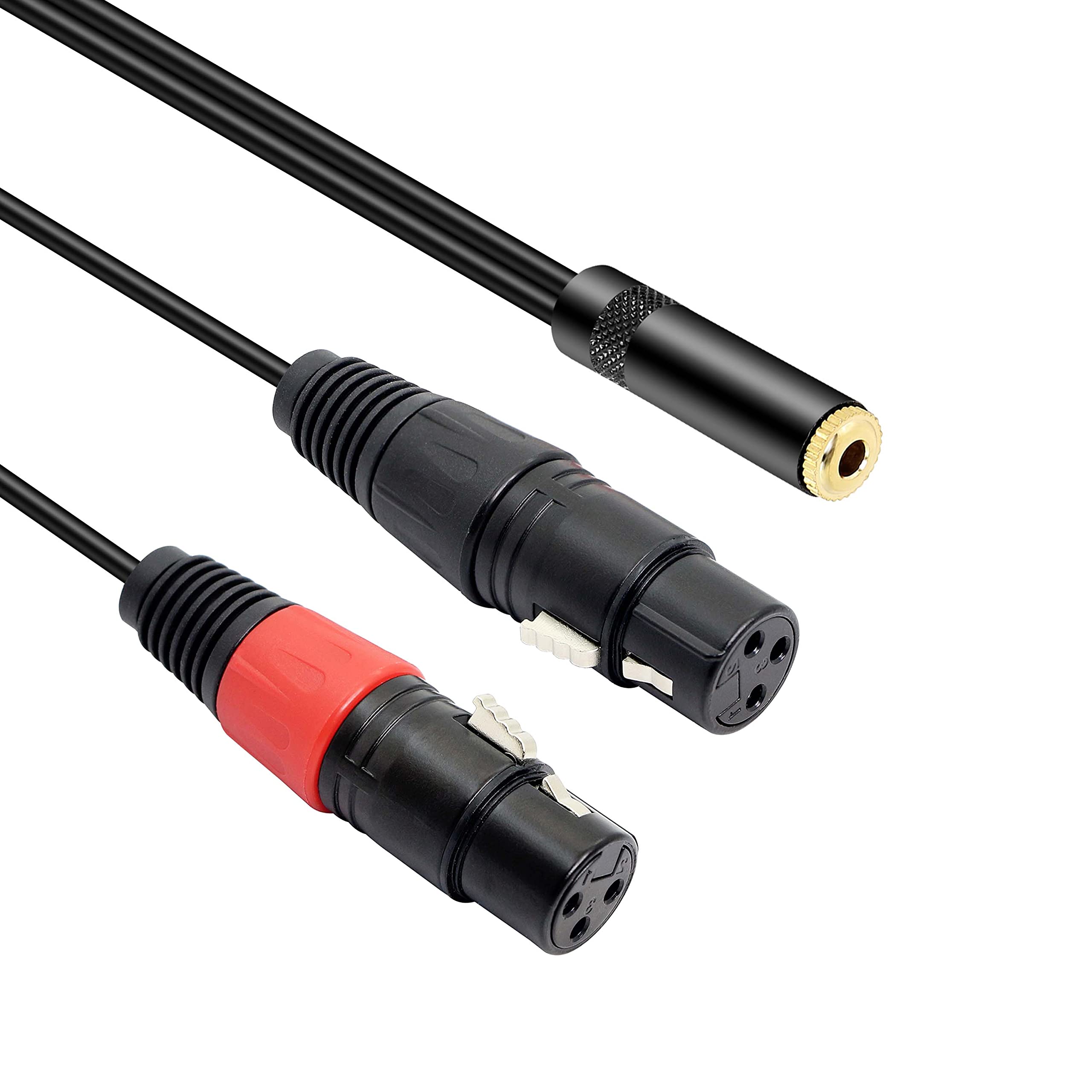 Photo 1 of MEIRIYFA Dual XLR to 1/8 Female Adapter, Balanced Mini-Jack(3.5mm) to Microphone Cable, 3.5mm Stereo TRS to Dual XLR Transforming Cord Converter (1 feet /30cm)