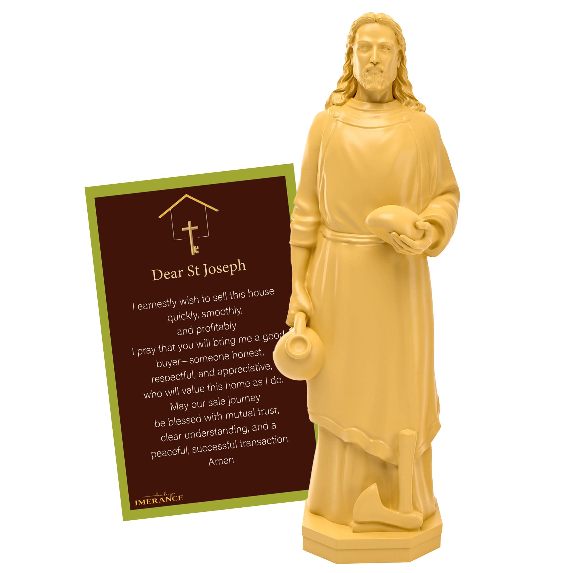 Imerance St Joseph Statue for Selling House,Faith-Based St Joseph Statue with House Selling Prayer Card, Ideal for Sell Homes,Religious Activities(Ivory 4Inch 1pcs)