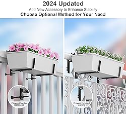 Y&M 4 Pcs Deck Railing Adjustable Planter Box