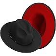SAJUZEN Wide Brim Fedora Hats for Women Mens Felt Fedora Hats with Belt Buckle