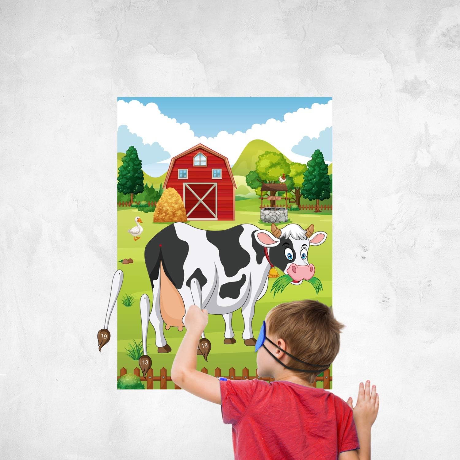 FEPITO Pin the Tail on the Cow Birthday Game with 24 Pcs Tails for Decorations Kids Birthday Party Decorations - Image 5