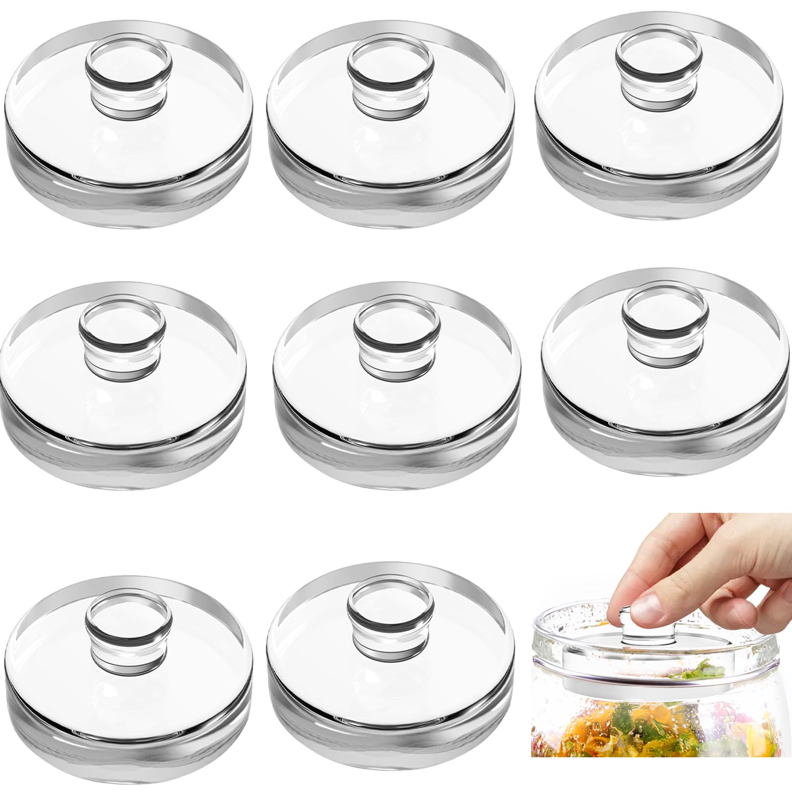Jucoan 9 Pack Glass Fermentation Weights with Easy Grip Handle, Heavy Glass Fermenting Weights for Wide Mouth Mason Jars, Fermenting Lid Kit Pickling Weights for Kimchi, Sauerkraut, Dishwasher Safe