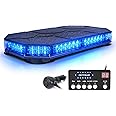 LUMENIX LED Rooftop Strobe Beacon Lights Bar w/Controller Magnetic Emergency Traffic Warning Caution Flashing Police Cop Light for Volunteer Firefighter Vehicles Trucks - Blue (Patent Design)